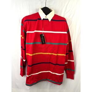 Vintage Cross Creek Rugby Polo Shirt Men’s Large Red Stripe New USA Made 90s